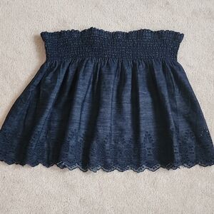 GAP Navy Denim Smocked Mini Skirt